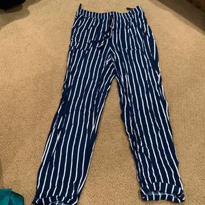 Blue and white striped pants